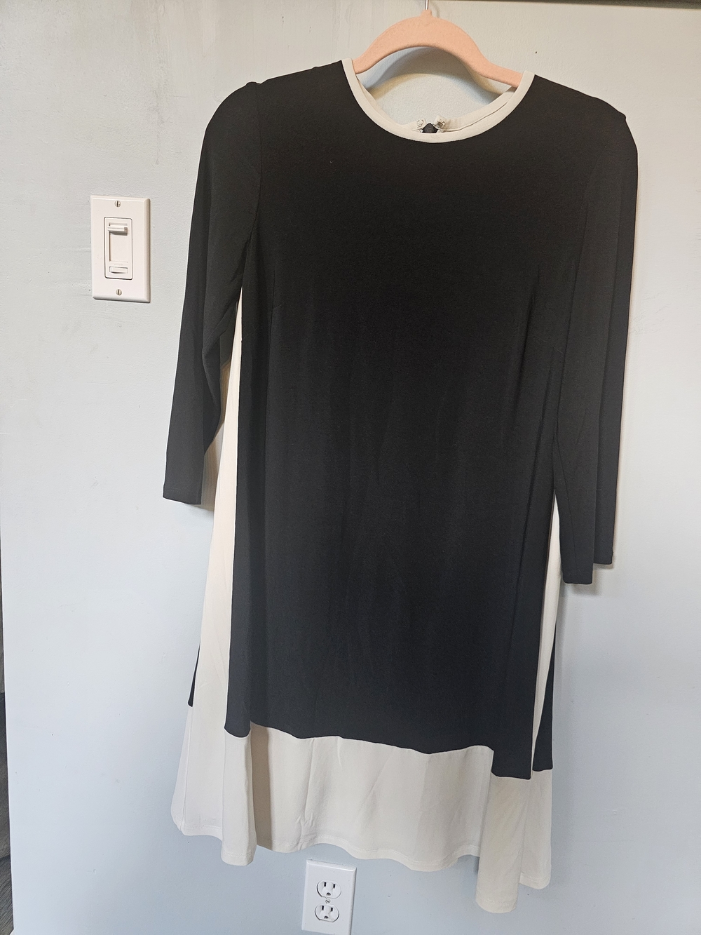 Lauren Ralph Lauren Colorblock Dress Size 6 Black White Long Sleeve